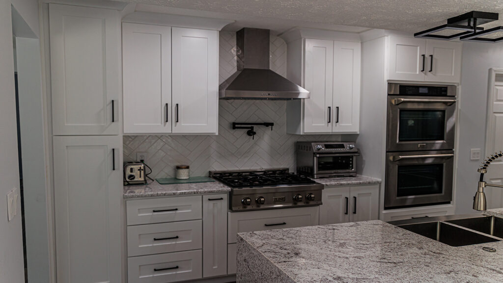 Amish cabinets in kitchen.